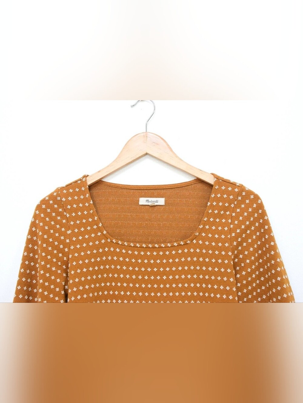 Madewell Floral Jacquard Square Neck Top Mustard Yellow White Sz XS Ditsy Boho - Picture 5 of 9